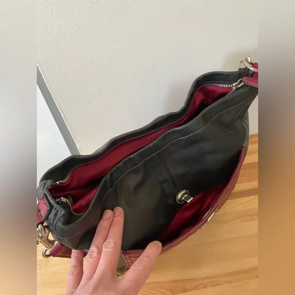 Coach Black and Burgundy Quilted Shoulder Bag - Picture 6 of 10